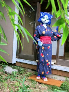 [Ayano Harumaki]  Krystal from Star Fox_0056_Ayano_Cools_Down_in_a_Yukata_Cosplay.Ayano.Yukata.14