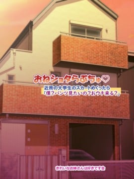 [きれいなお姉さんは好きです会]おね●●●らぶちゅ 近所の大学生のスカートめくったら「僕？パンツ見たいの？おウチ来る？」_105_105