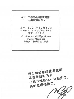 (C99) [るるえぱあにまーと (るるえぱ)] NO.1ピンサロ嬢アリスちゃん ~ネコチャン感謝デー~ (ガールズ&パンツァー)[中国翻訳]_021