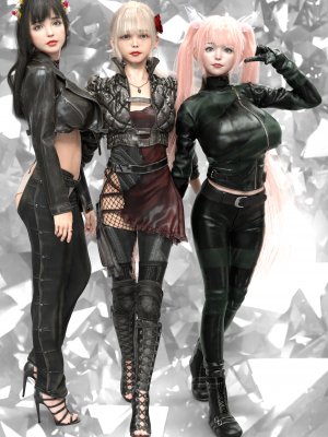 [Pixiv] C plenet(39489612) 2022-01-13_79569651_p2 leather clothes with 3girls