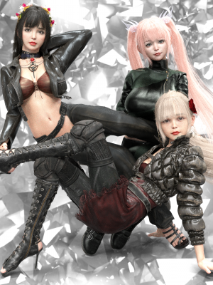 [Pixiv] C plenet(39489612) 2022-01-13_79569651_p1 leather clothes with 3girls