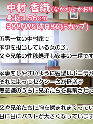 [スタジオ山ロマン] 1人娘に父と5兄弟の大家族～父親と5人兄弟の性欲処理も母親代わりの私の役目、24時間頑張ります！～_002