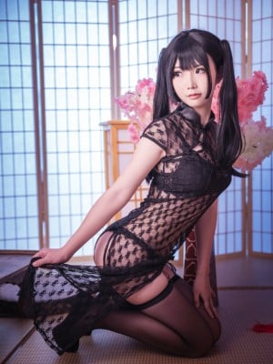 面饼仙儿 No.018 黑丝情趣旗袍_Coser-No.018-T.ME-COSPLAYSETS-011