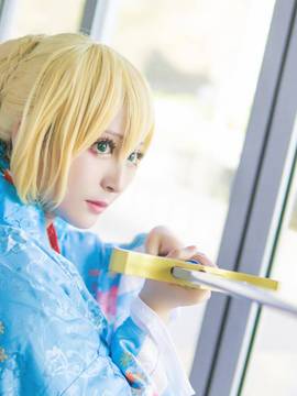 《Fate Stay Night》Saber晴着ver.~吾王和服新年挂画 C O S P L A Y_SABER 晴着 和服场照 (5)