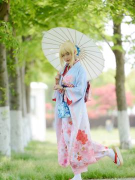 《Fate Stay Night》Saber晴着ver.~吾王和服新年挂画 C O S P L A Y_saber 晴着和服 (4)