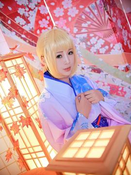 《Fate Stay Night》Saber晴着ver.~吾王和服新年挂画 C O S P L A Y_SABER 晴着 和服场照 (6)