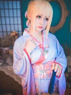 《Fate Stay Night》Saber晴着ver.~吾王和服新年挂画 C O S P L A Y_#cos正片##Saber和服浴衣# (14)