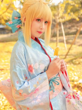 《Fate Stay Night》Saber晴着ver.~吾王和服新年挂画 C O S P L A Y_fate-saber 和服 (9)