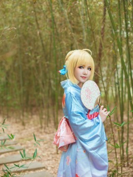 《Fate Stay Night》Saber晴着ver.~吾王和服新年挂画 C O S P L A Y_Saber 晴着和服Ver (4)