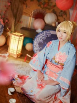 《Fate Stay Night》Saber晴着ver.~吾王和服新年挂画 C O S P L A Y_fate系列 浴衣和服saber (2)