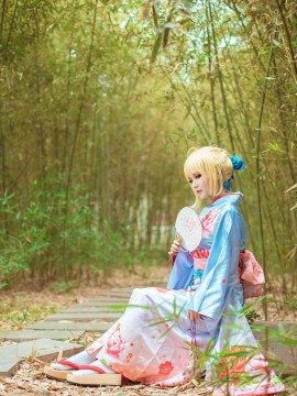 《Fate Stay Night》Saber晴着ver.~吾王和服新年挂画 C O S P L A Y_Saber 晴着和服Ver (9)