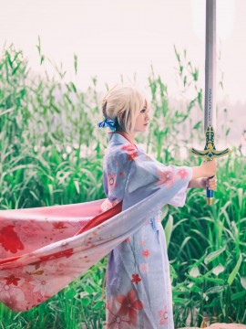 《Fate Stay Night》Saber晴着ver.~吾王和服新年挂画 C O S P L A Y_#cos正片##cospaly##saber cos# (5)