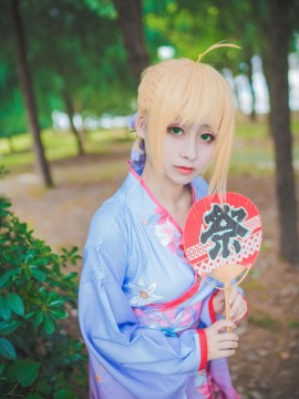 《Fate Stay Night》Saber晴着ver.~吾王和服新年挂画 C O S P L A Y_#cos正片##Saber和服浴衣# (23)