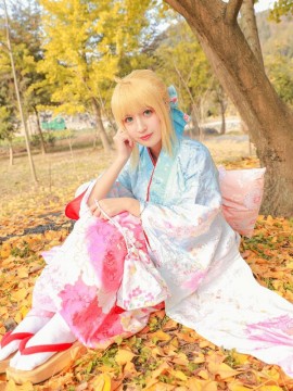 《Fate Stay Night》Saber晴着ver.~吾王和服新年挂画 C O S P L A Y_fate-saber 和服 (5)