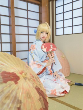 《Fate Stay Night》Saber晴着ver.~吾王和服新年挂画 C O S P L A Y_saber 同人手办和服cosplay (6)