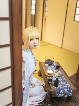 《Fate Stay Night》Saber晴着ver.~吾王和服新年挂画 C O S P L A Y_saber 同人手办和服cosplay (5)