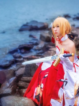 《Fate Grand Order》月刊特典saber  C O S P L A Y_仙鹤saber cos正片 (2)