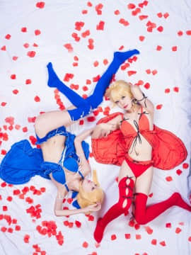 《Fate Extella》 阿尔托莉雅X尼禄睡服特典 C O S P L A Y_saber 尼禄 睡衣cos 阿尔托利亚 (13)