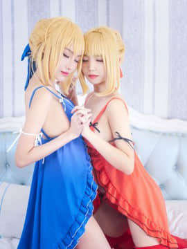 《Fate Extella》 阿尔托莉雅X尼禄睡服特典 C O S P L A Y_saber 尼禄 睡衣cos 阿尔托利亚 (14)