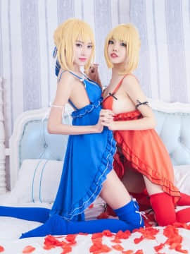 《Fate Extella》 阿尔托莉雅X尼禄睡服特典 C O S P L A Y_saber 尼禄 睡衣cos 阿尔托利亚 (15)